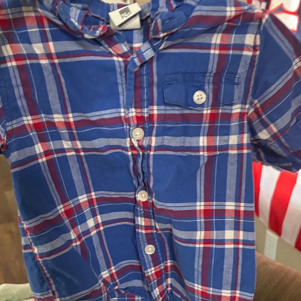 Ralph Lauren Kids Blue and Red Plaid Shirt